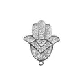 Silver Overlay Over Copper Hands charm India handcrafted openwork hand motif 34MM x 28MM polished finish sold as 1 piece.