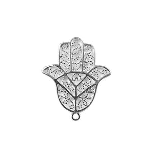 Silver Overlay Over Copper Hands charm India handcrafted openwork hand motif 34MM x 28MM polished finish sold as 1 piece.