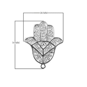 Silver Overlay Over Copper Hands charm India handcrafted openwork hand motif 34MM x 28MM polished finish sold as 1 piece.