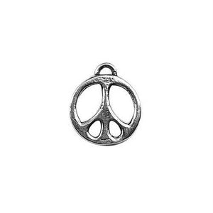 Silver Overlay Over Copper Little Peace Charm India handcrafted round peace symbol charm 10.5MM polished finish pack of 4.