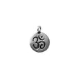 Silver Overlay Over Copper Ohm Disc Link Charm India handcrafted 15MM round spiritual charm oxidized finish sold as 1 piece.