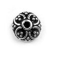 Silver Overlay Over Copper Bead Cap India 7MM antique floral round dome jewelry finding 14 pcs pack