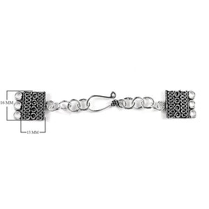 Silver Overlay Over Copper Multi Strand Clasp With 3 Hole India rectangular oxidized jewelry connector