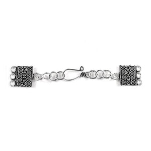 Silver Overlay Over Copper Multi Strand Clasp With 3 Hole India rectangular oxidized jewelry connector