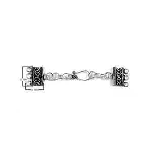 Silver Overlay Over Copper Multi Strand Clasp With 3 Hole India rectangular oxidized textured jewelry connector
