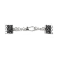 Silver Overlay Over Copper Multi Strand Clasp With 3 Hole India rectangular oxidized textured jewelry connector