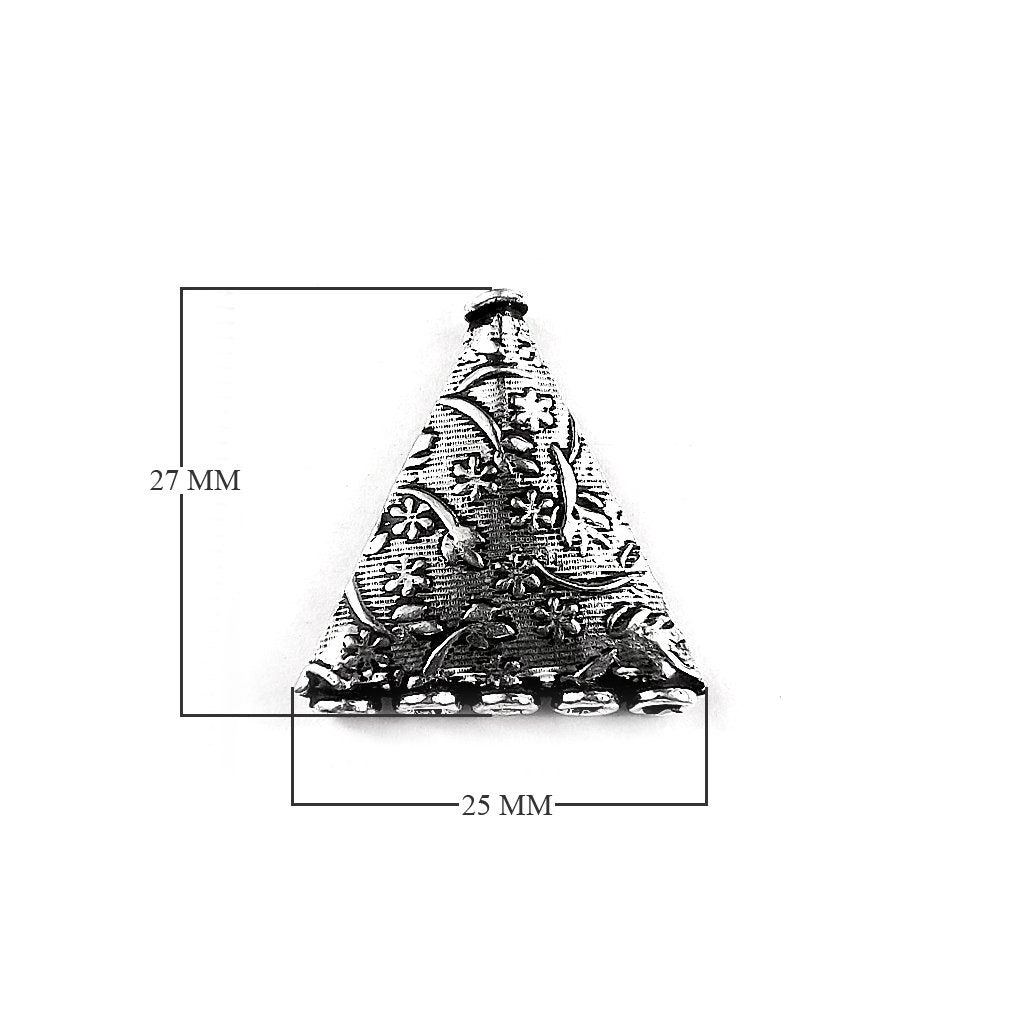 Silver Overlay Over Copper Connector India engraved floral dome triangular jewelry component pack