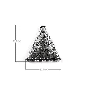 Silver Overlay Over Copper Connector India engraved floral dome triangular jewelry component pack