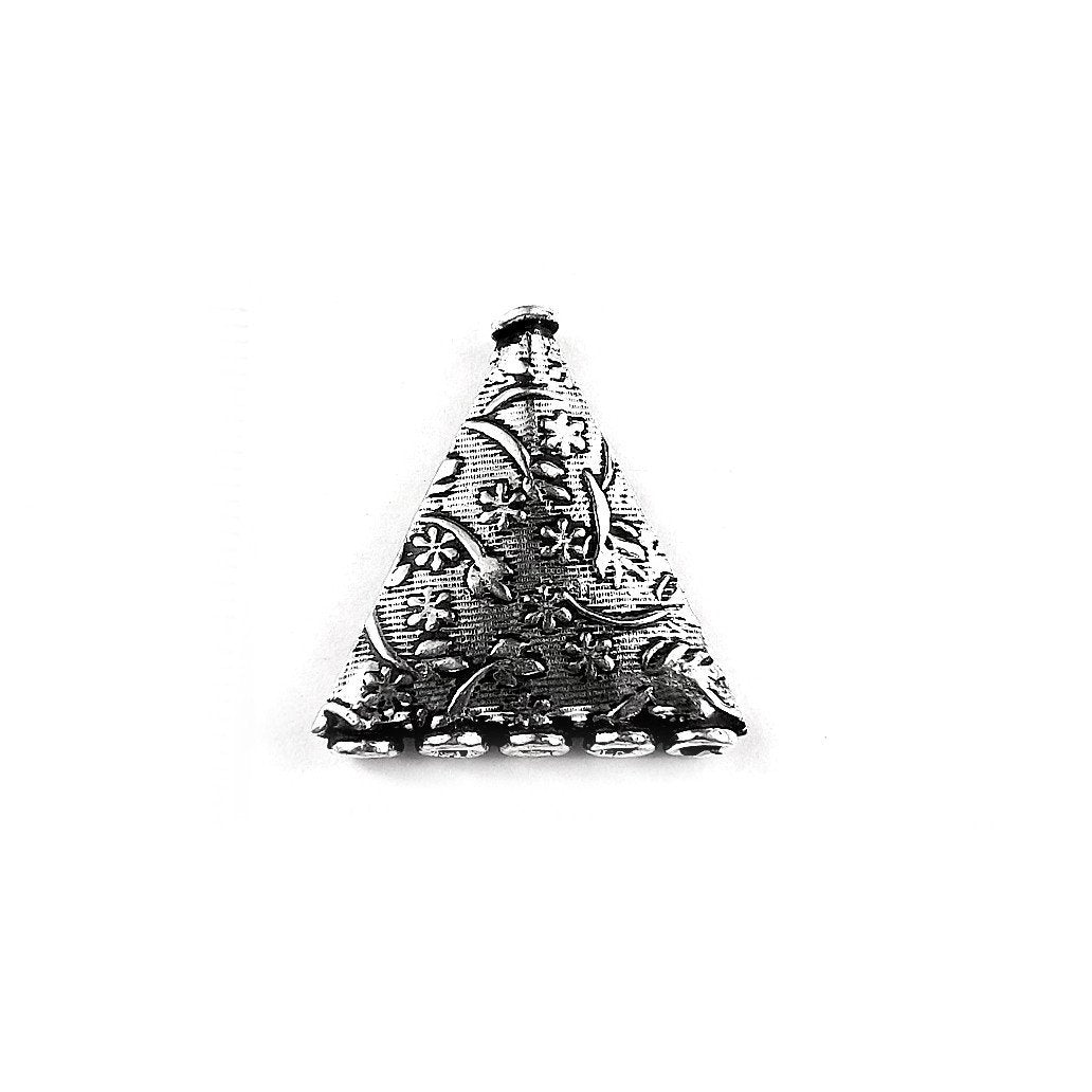 Silver Overlay Over Copper Connector India engraved floral dome triangular jewelry component pack