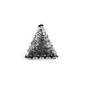 Silver Overlay Over Copper Connector India engraved floral dome triangular jewelry component pack