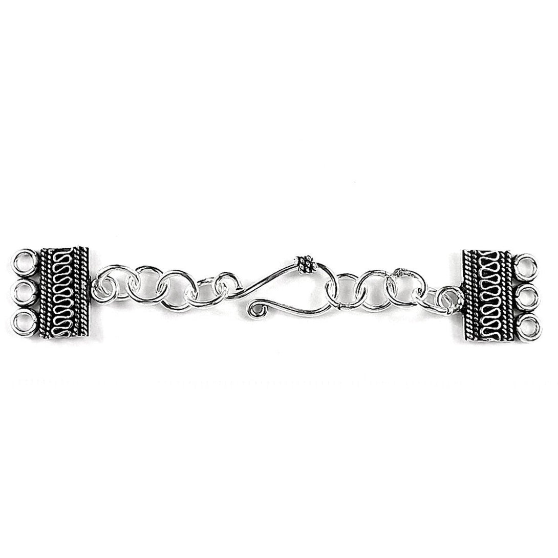 CSF-289-3H Silver Overlay Multi Strand Clasp With 3 Hole Beads Bali Designs Inc 