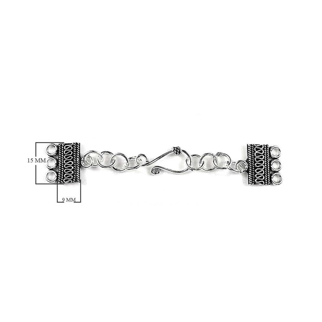 CSF-289-3H Silver Overlay Multi Strand Clasp With 3 Hole Beads Bali Designs Inc 