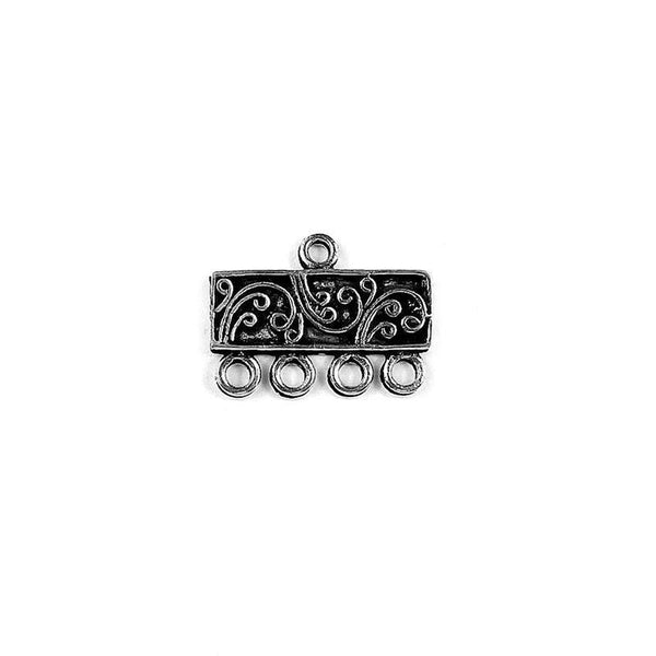 CSF-294-4H Silver Overlay Connectors With 4 Holes Beads Bali Designs Inc 