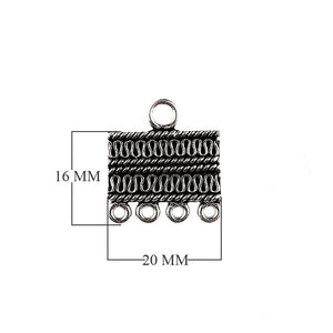 Silver Overlay Over Copper Connectors with 4 Hole India textured rectangular oxidized jewelry component pack