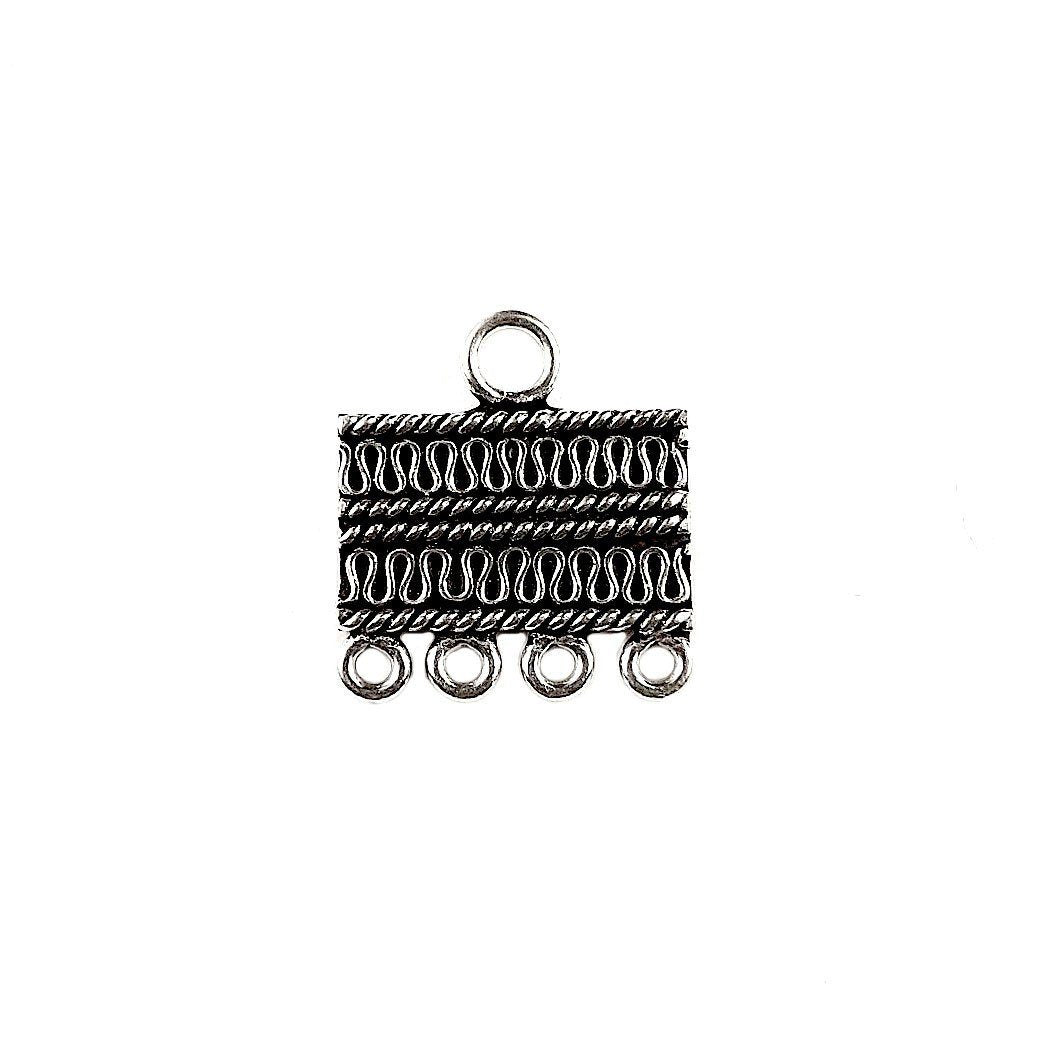 CSF-295-4H Silver Overlay Connectors With 4 Hole Beads Bali Designs Inc 