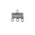 Silver Overlay Over Copper Connectors With 3 Hole India textured rectangular oxidized jewelry component pack