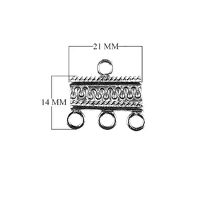 Silver Overlay Over Copper Connectors With 3 Hole India textured rectangular oxidized jewelry component pack