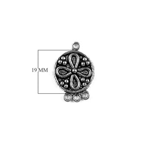 Silver Overlay Over Copper Connectors with 3 Hole India round floral oxidized jewelry component pack