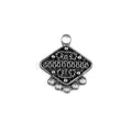 Handcrafted Silver Overlay Over Copper diamond shape connector with 5 holes and oxidized antique finish, made in India.