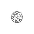 Handcrafted Silver Overlay Over Copper round Tree of Life charm with openwork design and antique finish, made in India.