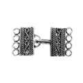 Handcrafted Silver Overlay Over Copper multi strand clasp with 4 holes and antique finish, made in India.