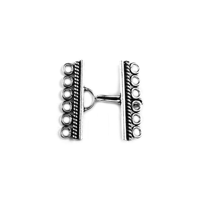 CSF-314 Silver Overlay Multi Strand Clasp With 6 Holes Beads Bali Designs Inc 