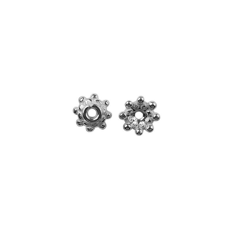 Handcrafted Silver Overlay Over Copper granule bead cap without oxide in polished finish, made in India.