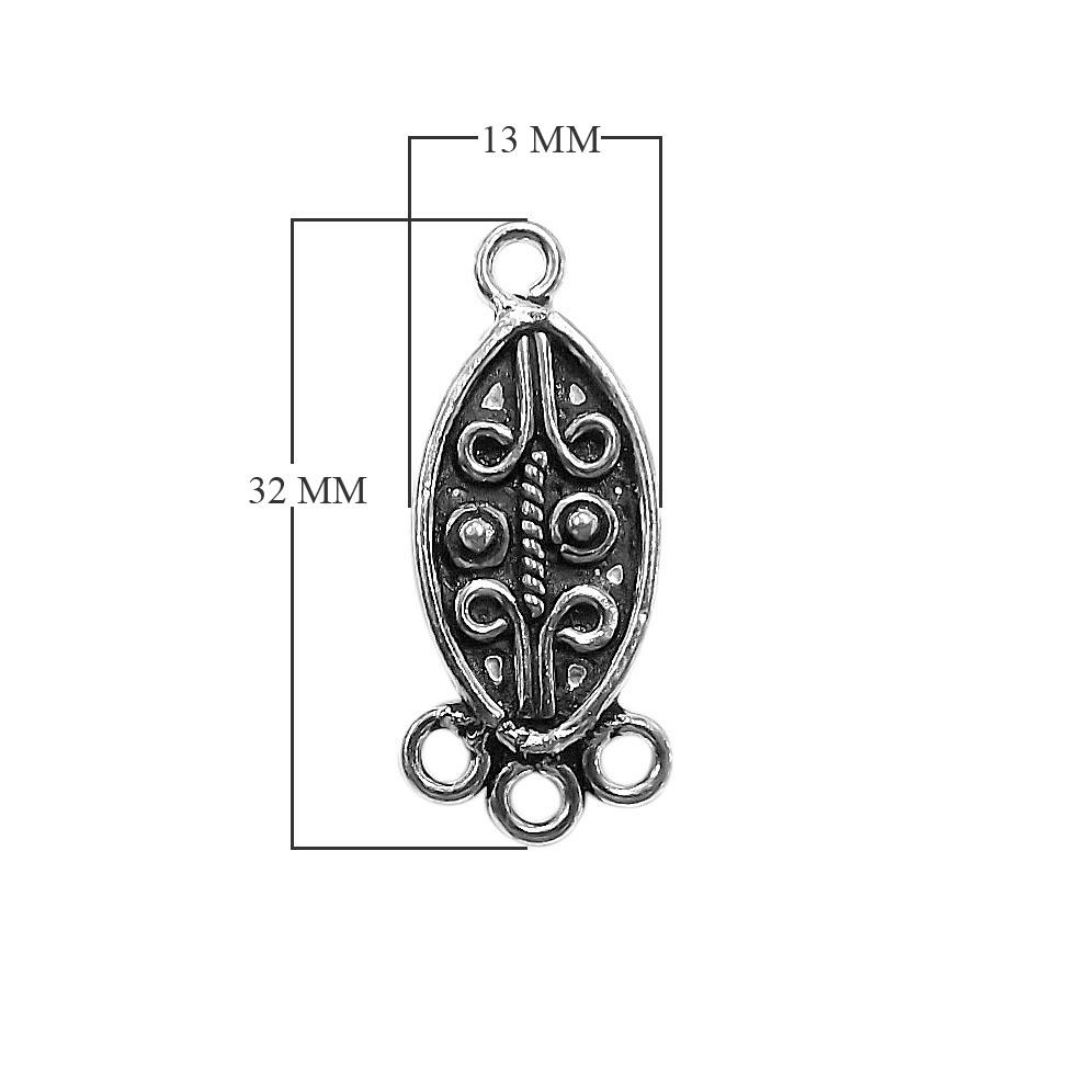 CSF-338 Silver Overlay Connector With 3 Hole Beads Bali Designs Inc 