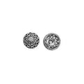 Silver Overlay Over Copper round bead cap with center hole and textured floral pattern handcrafted in India.