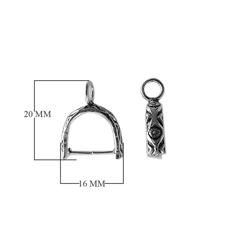 Silver Overlay Over Copper engraved Pendant Bail handcrafted in India with oxidized detailing.