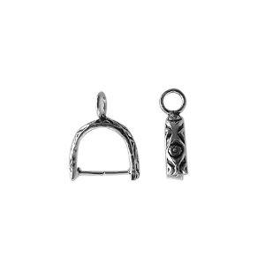 Silver Overlay Over Copper engraved Pendant Bail handcrafted in India with oxidized detailing.