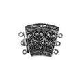 Silver Overlay Over Copper Multi Strand Clasp With 3 Hole featuring engraved floral design handcrafted in India.