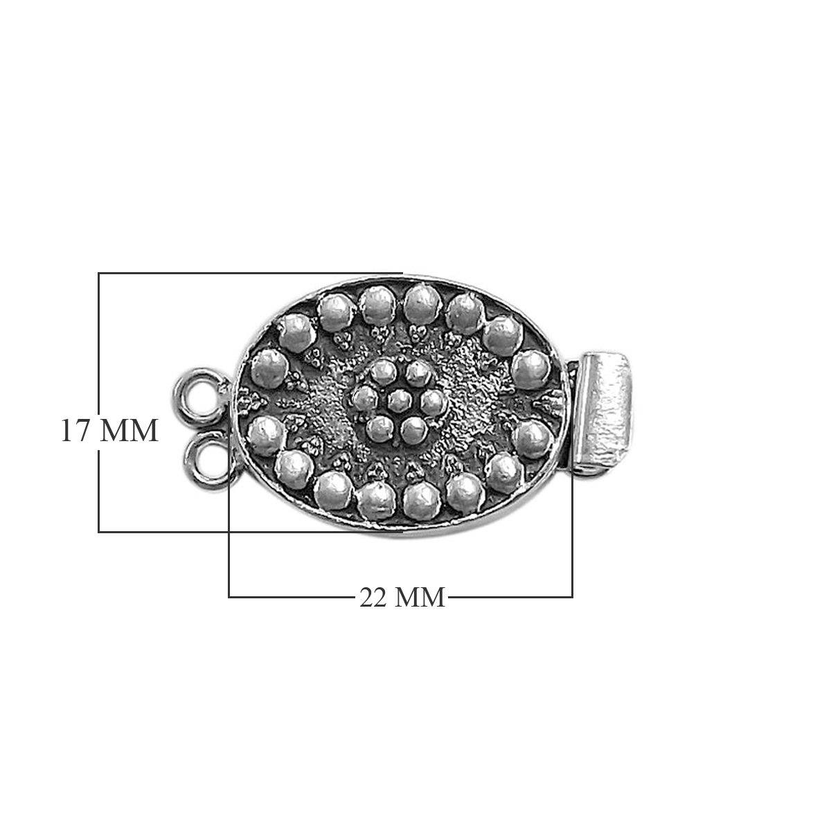 Silver Overlay Over Copper Multi Strand Clasp With 2 Hole oval beaded design handcrafted in India.