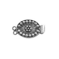 Silver Overlay Over Copper Multi Strand Clasp With 2 Hole oval beaded design handcrafted in India.
