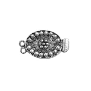 Silver Overlay Over Copper Multi Strand Clasp With 2 Hole oval beaded design handcrafted in India.