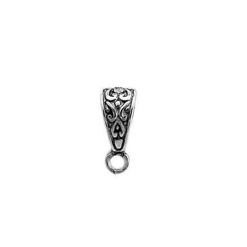 Silver Overlay Over Copper small engraved Pendant Bail with scroll detailing handcrafted in India.