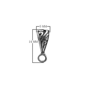 Silver Overlay Over Copper engraved tapered Pendant Bail with vine detailing handcrafted in India.