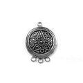 Silver Overlay Over Copper round multi connector with 3 loop and floral engraved design handcrafted in India.