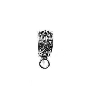 CSF-377 Silver Overlay Pendant Bail Beads Bali DSilver Overlay Over Copper ornamental Pendant Bail handcrafted in India with embossed detailing and antique polished finish for wholesale jewelry supply.esigns Inc 