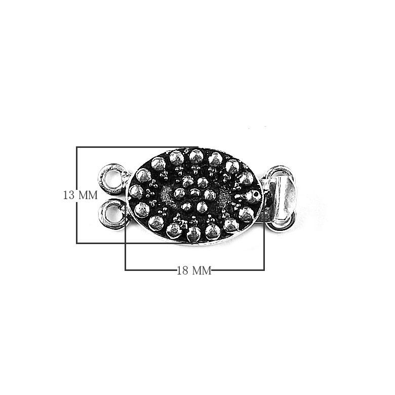 Silver Overlay Over Copper Multi Strand Clasp With 2 Hole handcrafted in India with antique finish and raised floral detailing for wholesale jewelry supply.
