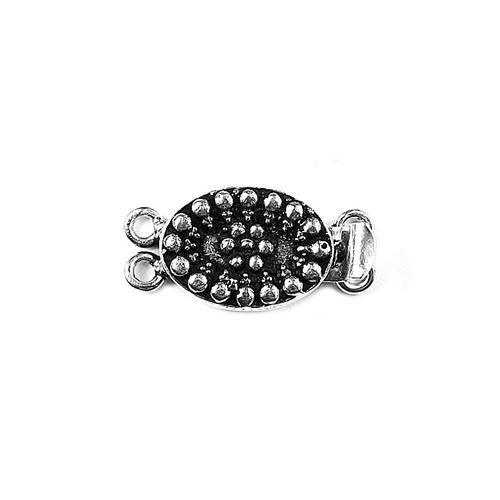 Silver Overlay Over Copper Multi Strand Clasp With 2 Hole handcrafted in India with antique finish and raised floral detailing for wholesale jewelry supply.