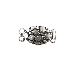 Silver Overlay Over Copper pebble texture Multi Strand Clasp With 2 Hole handcrafted in India with antique oxidized finish for wholesale jewelry supply.