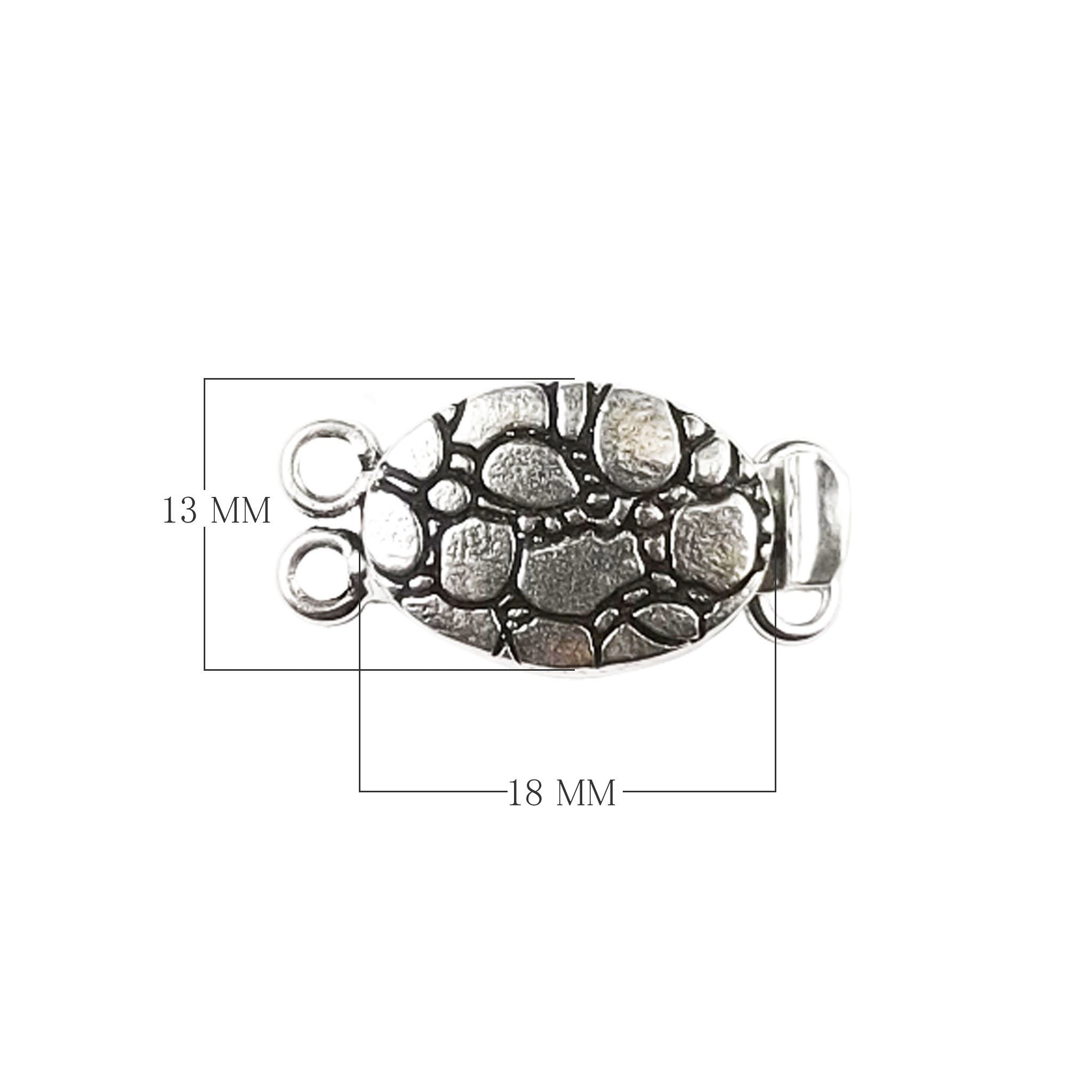 Silver Overlay Over Copper pebble texture Multi Strand Clasp With 2 Hole handcrafted in India with antique oxidized finish for wholesale jewelry supply.