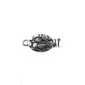 Silver Overlay Over Copper Single Hole Multi Strand Clasp handcrafted in India with pebble textured surface and antique oxidized finish for wholesale jewelry supply.