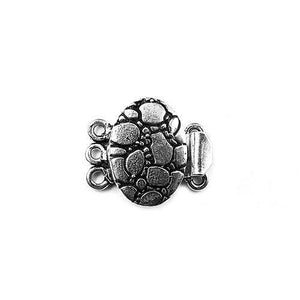 Silver Overlay Over Copper Oval Multi Strand Clasp With 3 Hole handcrafted in India with pebble texture design and antique oxidized finish for wholesale jewelry supply.