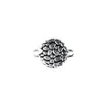 Silver Overlay Over Copper round pebble texture charm with double ring handcrafted in India with antique oxidized finish for wholesale jewelry supply.