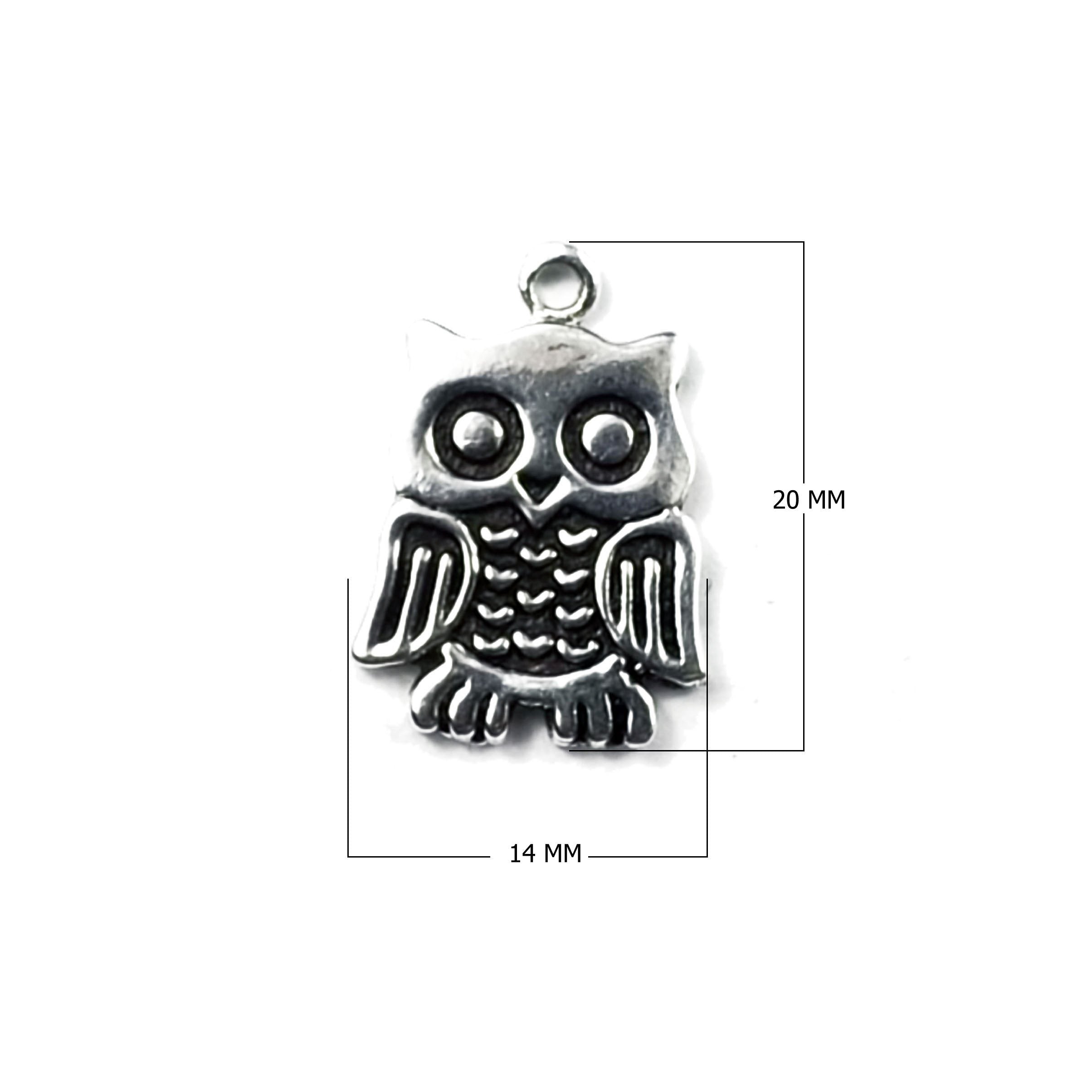 Handcrafted Silver Overlay Over Copper owl charm pendant with oxidized finish made in India.