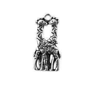 Handcrafted Silver Overlay Over Copper giraffe couple charm pendant with oxidized finish made in India.