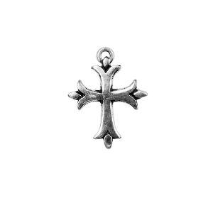 Handcrafted Silver Overlay Over Copper cross charm pendant with oxidized finish made in India.