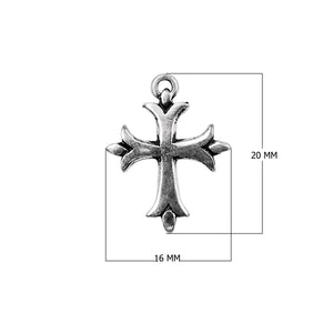 Handcrafted Silver Overlay Over Copper cross charm pendant with oxidized finish made in India.
